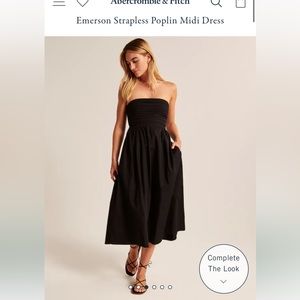 Abercrombie Emerson Strapless Poplin Midi Dress